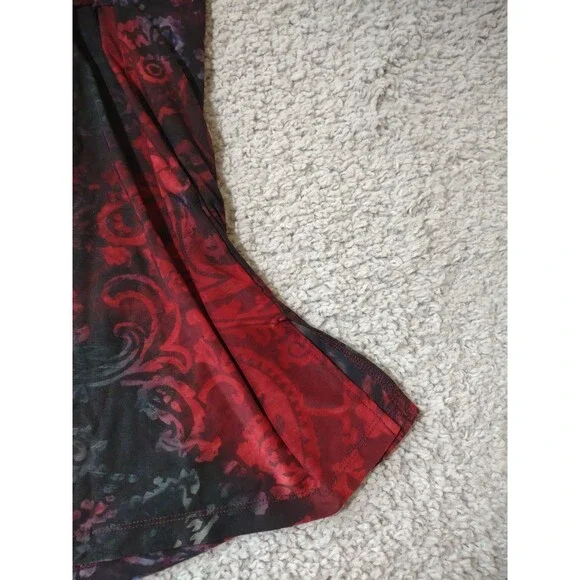 Vintage Y2K XL Red Black Whimsygoth Goth Tunic Front Tie Stretchy Long - Picture 7 of 16
